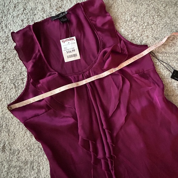 Willi Smith NWT Womens Sleeveless Blouse Small Ruffle Career Satin like - Picture 7 of 9